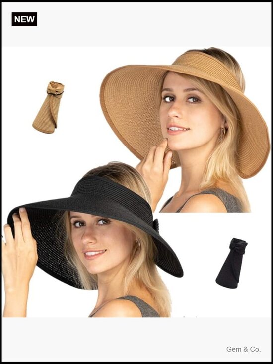 Foldable Straw Sun Hat Wide Brim Visor Adjustable Beach Packable Floppy Cap main image 6